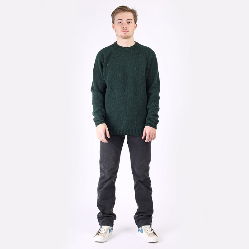 мужской зеленый свитер Carhartt WIP Anglistic Sweater I010977-speckled grove - цена, описание, фото 8